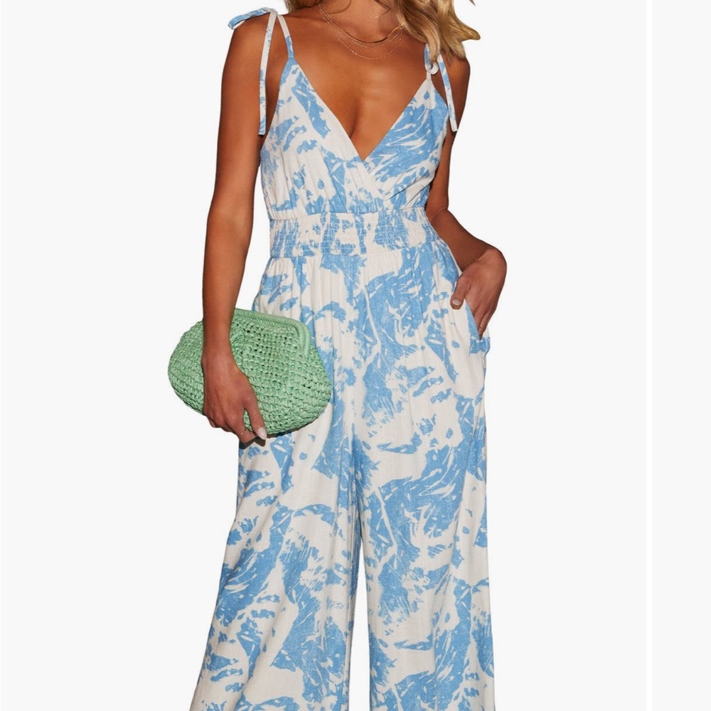 Vici collection Celestia Smocked waist wide leg jumpsuit
